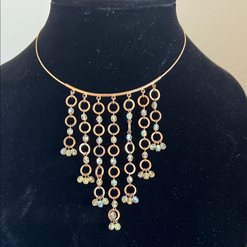 Elegant Gold Choker Necklace With Crystal Accents By Robert Rose 20$